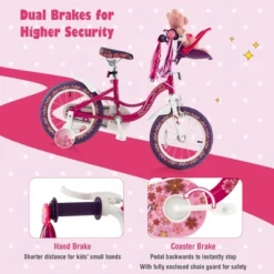 Costway 16'' Kids Bike With Doll Seat Girls Bicycle With Training Wheels For 4-7 Years Old Girl -Kiddie Kingdom Store GUEST c9182390 06d5 411b 88b9 bf94bdd84dfb