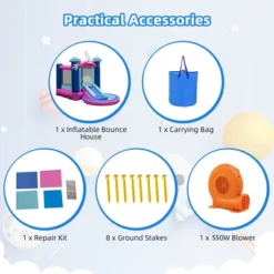 Costway Inflatable Space-themed Bounce House Kids 3-in-1 Bounce Castle W/ 550W Blower -Kiddie Kingdom Store GUEST ca7d6652 ecb3 440e b140 9c6179c0d68d