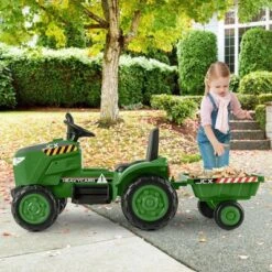 Costway 2-in-1 Electric Toy Car 12V Kids Ride On Tractor W/Trailer Remote Control Lights Grayish Gree/Red/Pink/Green -Kiddie Kingdom Store GUEST ca8f008b 9f46 4cb7 8648 fab1e5f14aa3