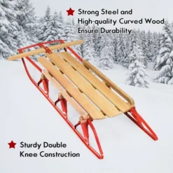 Costway 54''Kids Wooden Snow Sled Runners Steering Bar Steering Snow Slider -Kiddie Kingdom Store GUEST caf1ba1e eb09 494e 89f7 2e51df5676a1