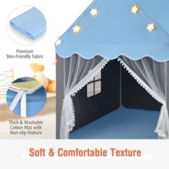 Costway Kids Playhouse Tent Large Castle Fairy Tent Gift W/Star Lights Mat -Kiddie Kingdom Store GUEST cbc54a7e c8aa 468a 860c 85fb1a88572e