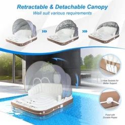 Costway Floating Island Inflatable Swimming Pool Float Lounge Raft With Canopy SPF50+ Retractable Detachable Sunshade With Two Cup Holders White -Kiddie Kingdom Store GUEST cbfbd344 b51b 4d1a a8d4 e912c983e080