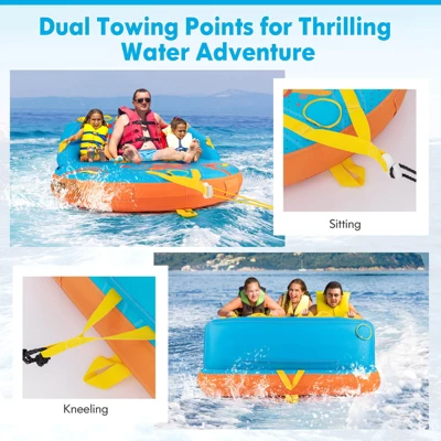 Costway Towable Tube For Boating 3 Riders With Front & Back Tow Points For Towing Rider 11 Costway Towable Tube For Boating 3 Riders With Front & Back Tow Points For Towing Rider - Image 9