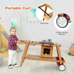 Costway Kid's Play Trolley Outdoor Wooden Kids Play Cart With Sun Umbrella For Toddlers 3+ 15 Costway Kid's Play Trolley Outdoor Wooden Kids Play Cart With Sun Umbrella For Toddlers 3+ -Kiddie Kingdom Store GUEST cccf0612 b947 4498 a200 c996dfa90f99