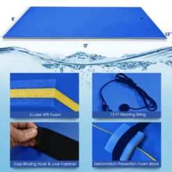 Costway 3-Layer Floating Water Pad 12' X 6' Floating Oasis Foam Mat OrangeBlueGreen -Kiddie Kingdom Store GUEST cd7ddc0f 045f 4df9 9334 74e4d4c8361b