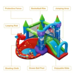 Costway Kids Inflatable Bounce House Dragon Jumping Slide Bouncer Castle W/ 750W Blower -Kiddie Kingdom Store GUEST ce63cdcc 2e59 4130 b4cf 86faac596b9b