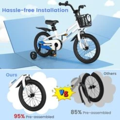 Costway 16'' Kid's Bike With Removable Training Wheels & Basket For 4-7 Years Old White/Blue/Red/Skyblue -Kiddie Kingdom Store GUEST ce9e8e89 53ce 464b b2d9 f157ab744888
