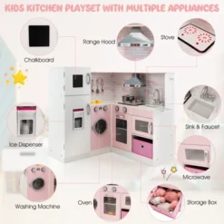Costway Kids Corner Kitchen Play Set W/ Lifelike Sound & Sparkling Light Gift For Age 3+ 16 Costway Kids Corner Kitchen Play Set W/ Lifelike Sound & Sparkling Light Gift For Age 3+ -Kiddie Kingdom Store GUEST cf3e4023 da6d 4648 93ae 9a8acb5b9a3d