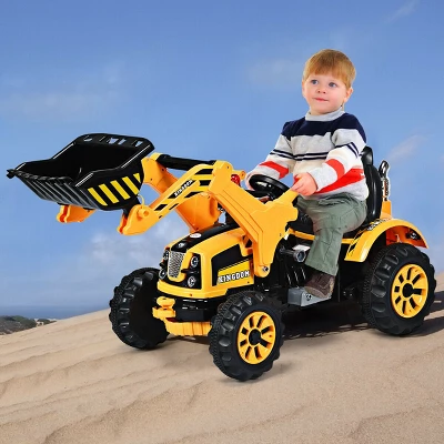 Costway 12V Battery Powered Kids Ride On Excavator Truck W/ Front Loader Digger Yellow 3 Costway 12V Battery Powered Kids Ride On Excavator Truck W/ Front Loader Digger Yellow
