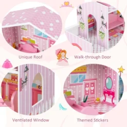 Costway Kids Wooden Dollhouse Playset With 5 Simulated Rooms & 10 Pieces Of Furniture -Kiddie Kingdom Store GUEST cfd5ccca a895 45d2 9065 ea5d61f721bf