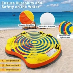 Costway Towable Tube For Boating 1 Or 2 Person Inflatable Boat Tube For Youth & Adult Yellow -Kiddie Kingdom Store GUEST d081e704 f41e 424e 9ba4 9bcf49de9f05