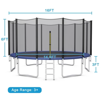 Costway 8/10/12/14/15/16 FT Outdoor Trampoline Bounce Combo W/Safety Closure Net Ladder 4 Costway 8/10/12/14/15/16 FT Outdoor Trampoline Bounce Combo W/Safety Closure Net Ladder - Image 2
