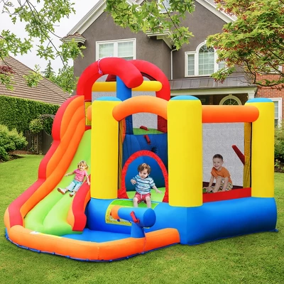 Costway Inflatable Bounce House Water Slide W/ Climbing Wall Splash Pool Water Cannon 4 Costway Inflatable Bounce House Water Slide W/ Climbing Wall Splash Pool Water Cannon - Image 2