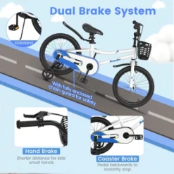 Costway 18'' Kid's Bike With Removable Training Wheels & Basket For 4-8 Years Old White/Blue/Red/Skyblue 18 Costway 18'' Kid's Bike With Removable Training Wheels & Basket For 4-8 Years Old White/Blue/Red/Skyblue -Kiddie Kingdom Store GUEST d1aaac0d ae39 40dc 8737 40aa75275fbd