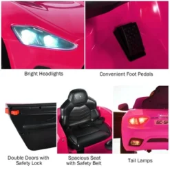 Costway 12V Kids Ride On Car Maserati GranCabrio Licensed W/ Remote Control& Lights Pink -Kiddie Kingdom Store GUEST d1d46761 c201 408c 99b4 df2ffe35dae8