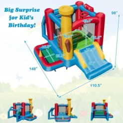 Costway Baseball Themed Jumping House Kids Bouncy Castle W/ 50 Ocean Balls & 735W Blower -Kiddie Kingdom Store GUEST d1ed155f 0e14 4580 8c72 060b996b2f12