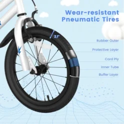 Costway 16'' Kid's Bike With Removable Training Wheels & Basket For 4-7 Years Old White/Blue/Red/Skyblue -Kiddie Kingdom Store GUEST d269cfea 0180 4851 8211 bc29000e99c4