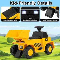 Costway Ride On Dump Truck With One-Button Start Horn Adjustable Dump Bed Treaded Wheels -Kiddie Kingdom Store GUEST d2eb5235 3e59 4892 a7e9 9bde9bd62b8a