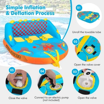 Costway Towable Tube For Boating 3 Riders With Front & Back Tow Points For Towing Rider 10 Costway Towable Tube For Boating 3 Riders With Front & Back Tow Points For Towing Rider - Image 8