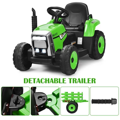 Costway 12V Kids Ride On Tractor With Trailer Ground Loader W/ RC & Lights RedPinkGreen 7 Costway 12V Kids Ride On Tractor With Trailer Ground Loader W/ RC & Lights RedPinkGreen - Image 5