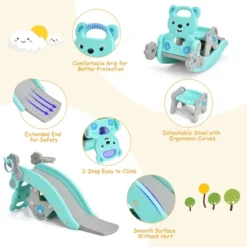 Costway Baby Rocking Horse Slide Set 4-in-1 Kids Swing Toys W/Basketball Hoop Ferrule GreenPink -Kiddie Kingdom Store GUEST d3443d0a b082 43c9 869a ff09eb5065c4