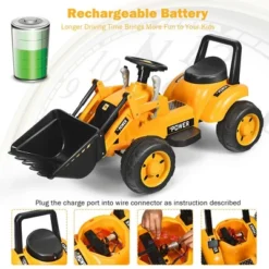 Costway Kids Ride On Excavator Digger 6V Battery Powered Tractor W/Digging Bucket Yellow 17 Costway Kids Ride On Excavator Digger 6V Battery Powered Tractor W/Digging Bucket Yellow -Kiddie Kingdom Store GUEST d47af3d3 1d97 4793 b9c0 b98491905a96