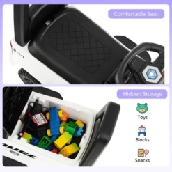 Costway 2-in-1 6V Kids Ride On Police Car Toddler Push Car W/ Megaphone & Siren WhiteBlack -Kiddie Kingdom Store GUEST d4dbd2c6 3673 412c b558 b5dc8e4c093c