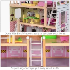 Costway Doll Cottage Dollhouse W/ Furniture Kids Wood House Playset Children Toy -Kiddie Kingdom Store GUEST d5106320 9b3c 4832 a12b b3314ec850d2