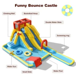 Costway Inflatable Dual Slide Water Park Climbing Bouncer W/ 735W Blower -Kiddie Kingdom Store GUEST d539d05a 4e43 47dc 9c3e 454c033ee127