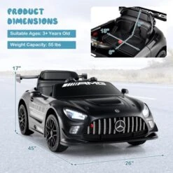 Costway Ride On Car Licensed Mercedes-AMG GT3 Kids Car With Remote Control 3 Speeds Black/Red/White -Kiddie Kingdom Store GUEST d554bb57 e72b 4e55 a745 5812658e8acd