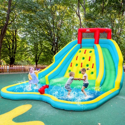 Costway Inflatable Mighty Water Park Bouncy Splash Pool Climbing Wall W/ 735W Blower 5 Costway Inflatable Mighty Water Park Bouncy Splash Pool Climbing Wall W/ 735W Blower - Image 3