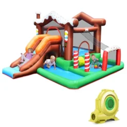 Costway Inflatable Bouncer Snow House Jump ClimbingSlide Ball Pit W/ Tunnel & Blower -Kiddie Kingdom Store GUEST d5ecafad 3983 4115 9525 66e3efb8e025