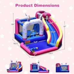 Costway Unicorn Theme Inflatable Water Slide Kids Bounce Castle W/ 480W Air Blower -Kiddie Kingdom Store GUEST d753323c 9457 45b3 b385 8fcbd399c242