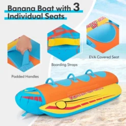 Costway 3-Person Inflatable Banana Boat With Boating & Water Sports 3 EVA-padded Seats -Kiddie Kingdom Store GUEST d7584d02 e822 4acc a102 8a84792d6dd1