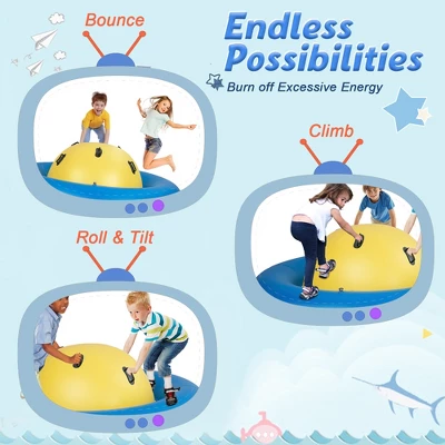 Costway 7.5 FT Inflatable Dome Rocker Bouncer With 6 Handles Fun Outdoor Game For Kids 6 Costway 7.5 FT Inflatable Dome Rocker Bouncer With 6 Handles Fun Outdoor Game For Kids - Image 5