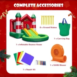 Costway Christmas-Theme Inflatable Bounce House W/ 550W Blower Christmas Gift For Kids -Kiddie Kingdom Store GUEST d8be7c95 a413 492d 8faa f9f7a98ed481