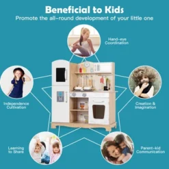 Costway Wooden Kids Pretend Kitchen Playset Cooking Play Toy W/ Utensils & Sound -Kiddie Kingdom Store GUEST d8f793f5 48a3 4e61 a42a 1e1bce589d39