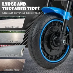 Costway 6V Kids Electric Motorcycle With Training Wheels LED Headlights Music Board Blue/Pink/Red -Kiddie Kingdom Store GUEST da128e97 2088 4775 b4cd 44985d6153a4