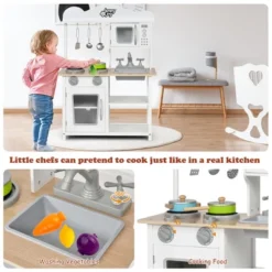 Costway Wooden Pretend Play Kitchen Set For Kids Toddlers W/ Accessories & Sink -Kiddie Kingdom Store GUEST dabe260c 65f3 4f2f b949 a873a59c240a