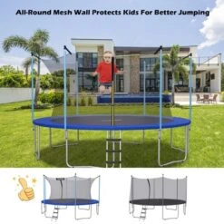 Costway 15FT Trampoline Replacement Safety Enclosure Net Weather-Resistant -Kiddie Kingdom Store GUEST dacef13f da73 48fa 848d e49844880cde