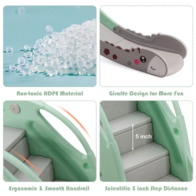 Costway 3 In 1 Kids Climber Slide Play Set W/ Basketball Hoop Indoor Outdoor Yellow/Green 9 Costway 3 In 1 Kids Climber Slide Play Set W/ Basketball Hoop Indoor Outdoor Yellow/Green - Image 7