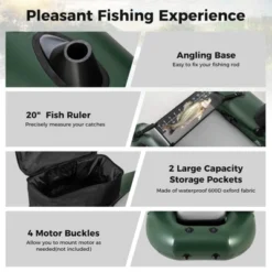 Costway Inflatable Fishing Float Tube With Fish Ruler Angling Base 2 Storage Pockets Pump -Kiddie Kingdom Store GUEST dd21736d 8fbf 4fdf a1f8 4ad467c644b8