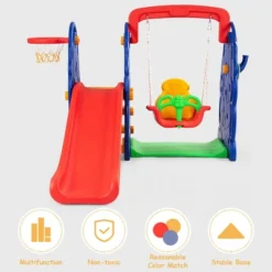 Costway 3 In 1 Junior Children Climber Slide Swing Seat Basketball Hoop Playset Backyard -Kiddie Kingdom Store GUEST dd2be8b8 984d 4b32 9d3d 5cb9db4d9fa0