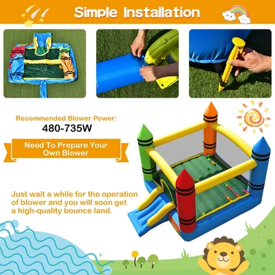 Costway Inflatable Bounce House Kids Jumping Castle W/ Slide&Ocean Balls Blower Excluded 8 Costway Inflatable Bounce House Kids Jumping Castle W/ Slide&Ocean Balls Blower Excluded - Image 6