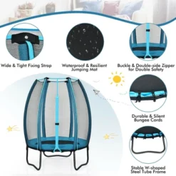 Costway 4ft Kids Trampoline Recreational Bounce Jumper W/Enclosure Net Outdoor Indoor -Kiddie Kingdom Store GUEST de1854eb a189 4f60 9253 379b12c6130e