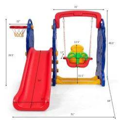 3 In 1 Toddler Climber And Swing Set Kid Climber Slide Playset W/Basketball Hoop -Kiddie Kingdom Store GUEST de2eb334 409d 4ff9 9d42 65a9d6eab142
