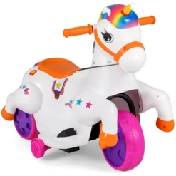 Costway 12V Kids Ride On Unicorn Toy With Training Wheels Music One-button Start Horse Toy Red/Blue/Pink -Kiddie Kingdom Store GUEST df5bb5e0 046e 46e9 af5a 99cdb4d09f07