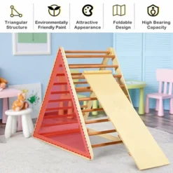 Costway Foldable Wooden Climbing Triangle Indoor Home Climber W/ Ladder For Toddler Baby -Kiddie Kingdom Store GUEST e01672ce f7fd 4f45 832e 0908779e6cf5