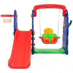 Costway 3 In 1 Junior Children Climber Slide Swing Seat Basketball Hoop Playset Backyard -Kiddie Kingdom Store GUEST e0945079 141f 4835 8607 2e6f54355fef