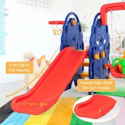 Costway 3 In 1 Junior Children Climber Slide Swing Seat Basketball Hoop Playset Backyard -Kiddie Kingdom Store GUEST e124b002 321d 47f2 8100 cda6b19dfb19